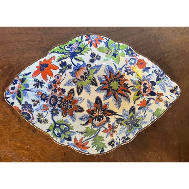 Spode Antique Early 19th Century English Regency Spode Pearlware Imari Pseudo Tobacco Leaf Dish Pattern 3277 Circa 1820 For Sale - Image 4 of 8