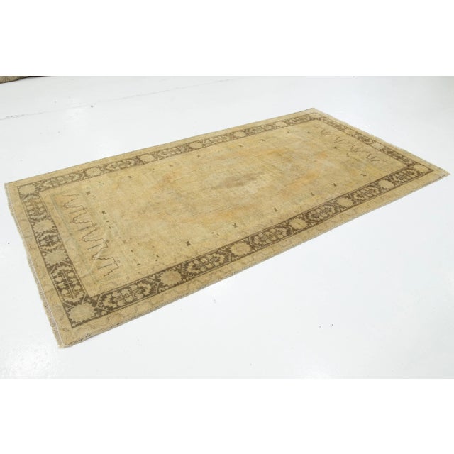 Beige Antique Turkish Khotan Wool Rug Handmade With Center Motif For Sale - Image 4 of 10
