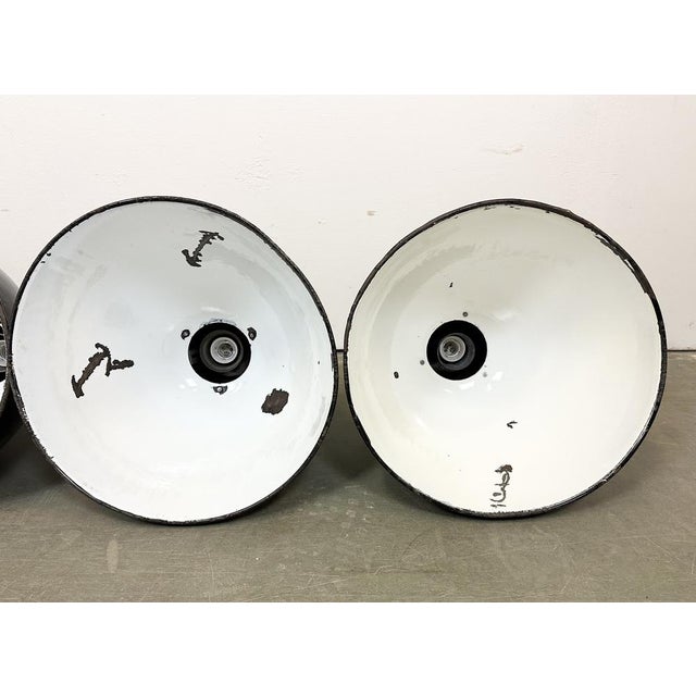 Paint Industrial Bauhaus Black Enamel Pendant Lamps from Elektrosvit, 1950s, Set of 4 For Sale - Image 7 of 18
