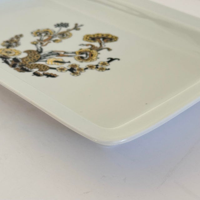 Contemporary 1960s Mosa Maastricht Dutch Botanical & Mushroom Porcelain Serving Platter For Sale - Image 3 of 6