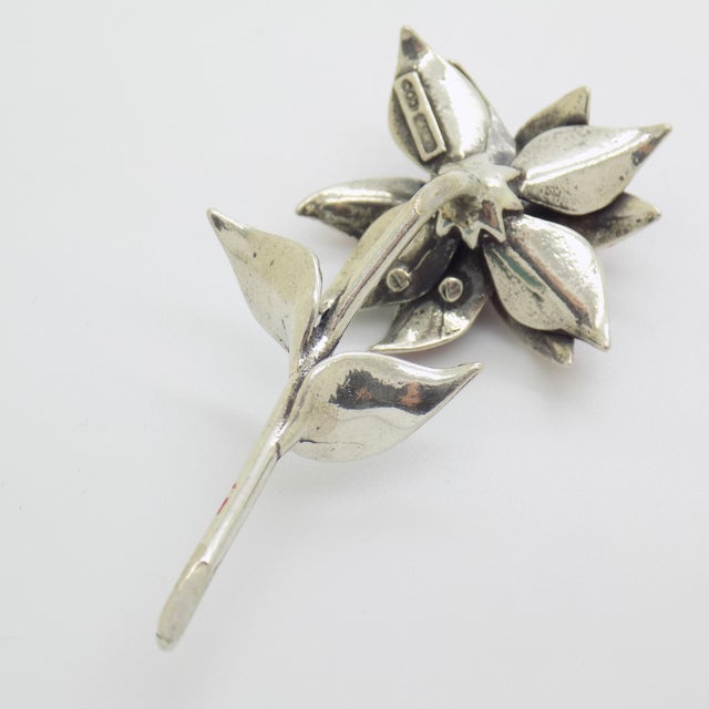1980s Vintage Italian Handmade Genuine Silver Poinsettia Flower Christmas Decoration For Sale - Image 5 of 9