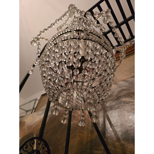 Transparent Vintage Mid Century Bagues Style Petite Chandelier For Sale - Image 8 of 10