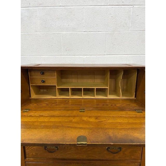 Vintage Drop Front Secretary Writing Desk Bureau by R. Miner Furniture For Sale - Image 4 of 12