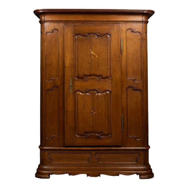 Antique Cherrywood and Marquetry Wardrobe For Sale