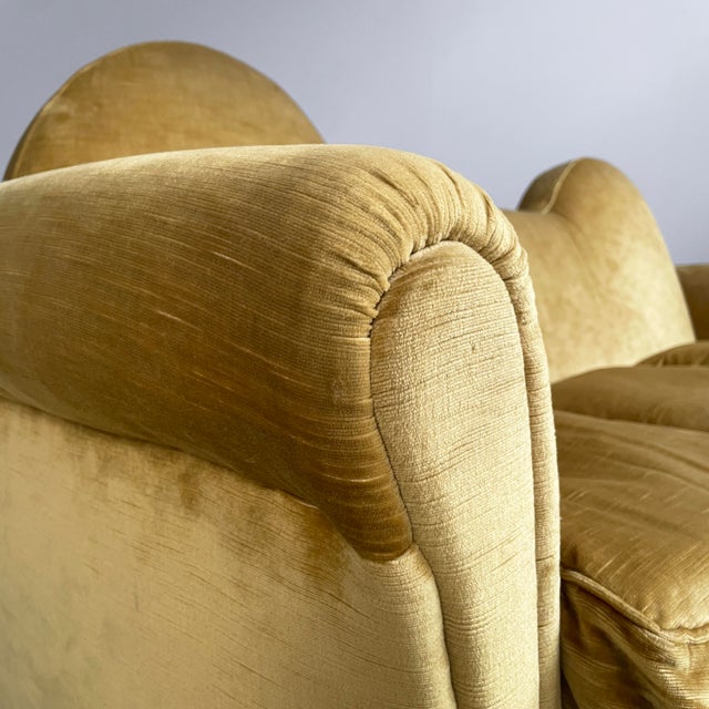 Mid-Century Modern Italian Yellow Velvet Sofa by Tito Agnoli for Poltrona Frau, 1950s For Sale - Image 13 of 18