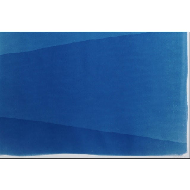 2025, Minimal Landscape of Blue Mountain Ridge, Handmade Monotype Cyanotype on Watercolor Paper by Kind of Cyan - Set of 2 For Sale In Miami - Image 6 of 10
