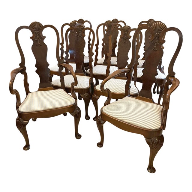 Victorian Walnut Dining Chairs, 1880s, Set of 10 For Sale