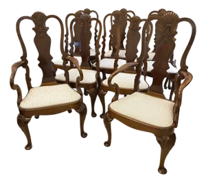 Victorian Walnut Dining Chairs, 1880s, Set of 10