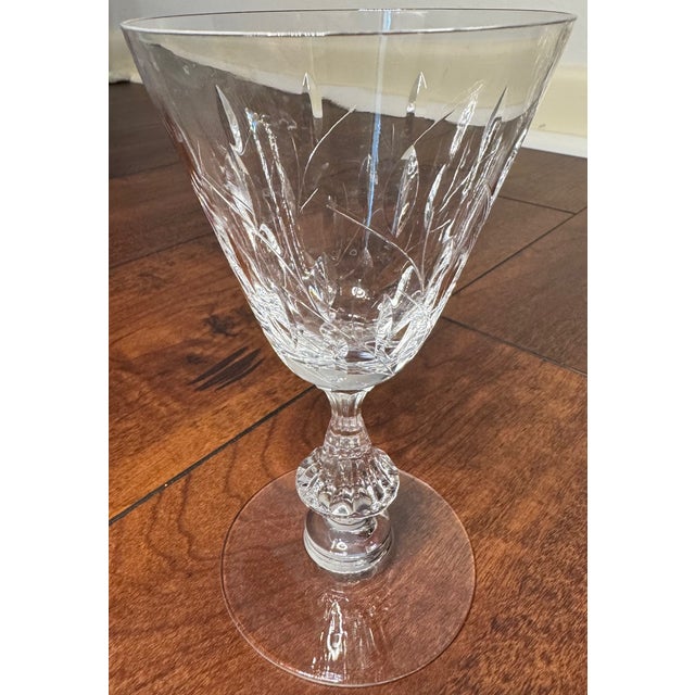 Mid 20th Century Duncan & Miller “Willow” Crystal Wine Glasses - Set of 8 For Sale - Image 4 of 8