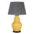 Double Gourd Yellow Glazed Ceramic Table Lamp on Wood Base For Sale - Image 4 of 4
