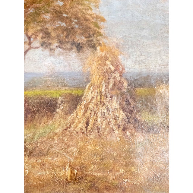 20th Century American Tonalist Fall Landscape With Corn Stalks by William Charles Stevens For Sale - Image 11 of 15