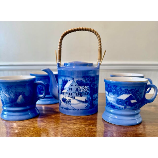 Mid 20th Century Currier & Ives Tea Set - Set of 5 For Sale - Image 9 of 12
