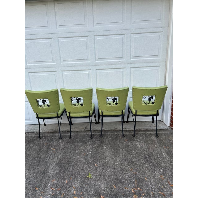 Late 20th Century Woodard Black Iron Lime Green Dining/Patio Chairs - Set of 4 For Sale - Image 12 of 12