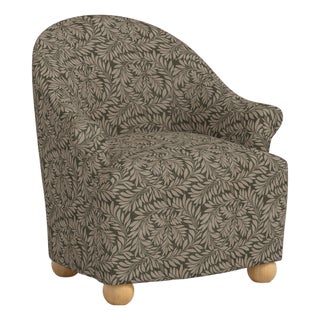 Stoffer Home x Cloth & Company Marie Bun Foot Chair in Geogian Vine Olive and Mauve For Sale
