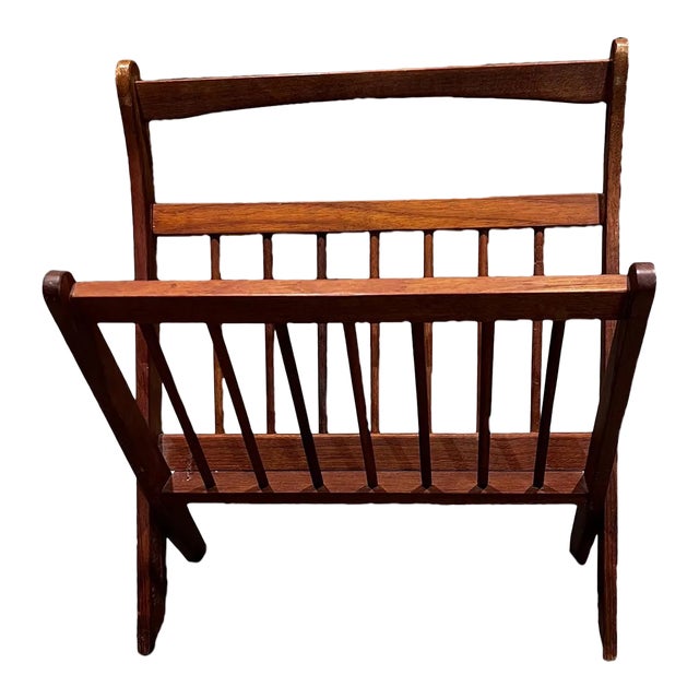 Sculptural Teakwood Folding Magazine Rack in Jens Quistgaard Style, 1960s For Sale