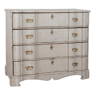 Large 19th Century Gray Rococo Chest of Four Drawers For Sale