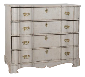 Large 19th Century Gray Rococo Chest of Four Drawers