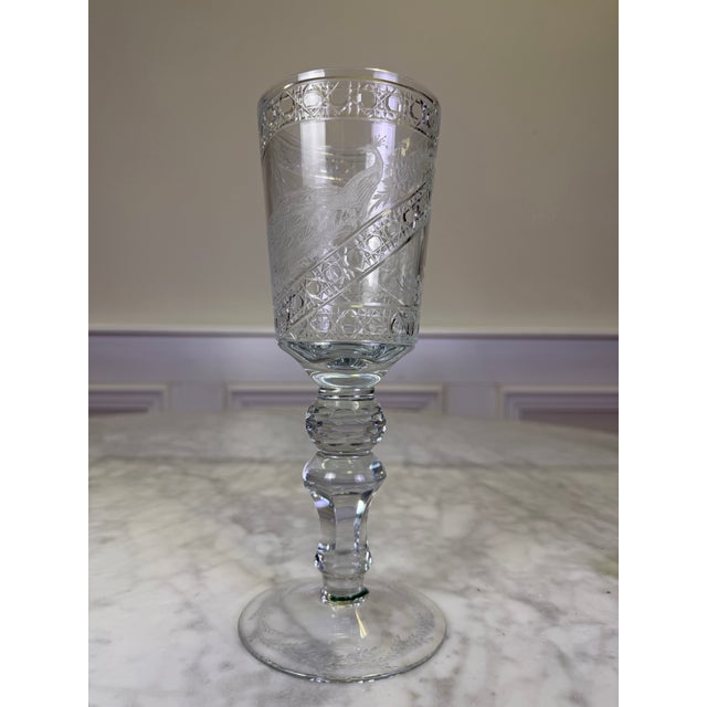 Glass Elegant Modern Russian Crystal Peacock Goblet by Gran Saint Petersburg For Sale - Image 7 of 7