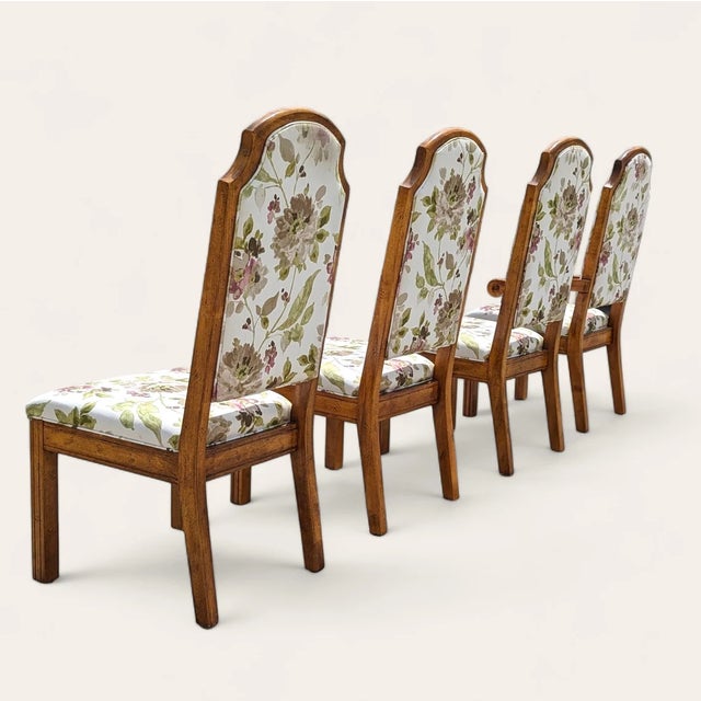 Hollywood Regency Vintage Hollywood Regency Floral Upholstered Dining Chairs, 1970s, Mid-Century Modern, Mid-Century For Sale - Image 3 of 10