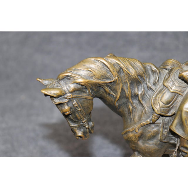 French Antique French Bronze and Alabaster Sculpture Napolean on Horseback For Sale - Image 3 of 11
