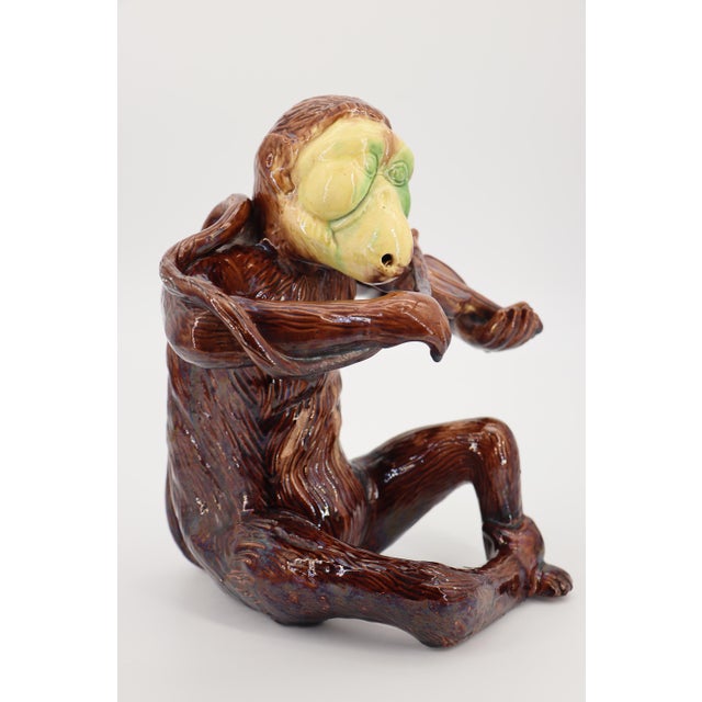 19th Century Monkey Playing Violin, Portuguese Palissy Ware For Sale - Image 4 of 15