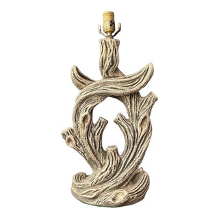 Mid Century Faux Bois Chalkware Table Lamp For Sale