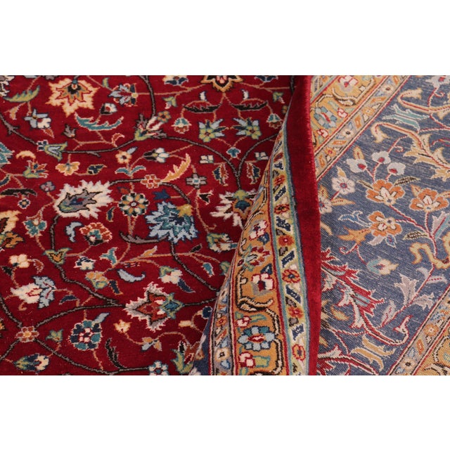 Textile Shabby Chic 1990's Floral Pak-Persian Red/Teal Wool Rug- 9'0'' X 12'0'' For Sale - Image 7 of 9