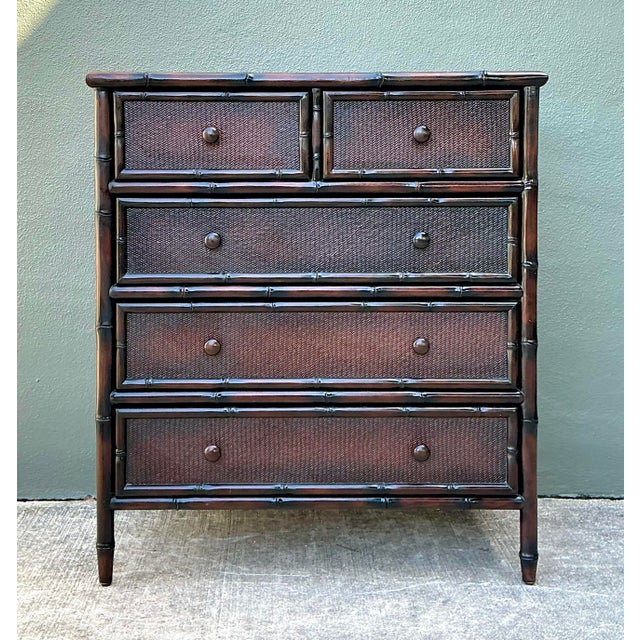 Late 20th Century Vintage Woven Rattan Chest of Drawers For Sale - Image 5 of 12