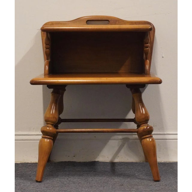 Mid 20th Century Colombia Furniture Solid Hard Rock Maple Colonial Early American 20" Accent Step End Table For Sale - Image 5 of 8