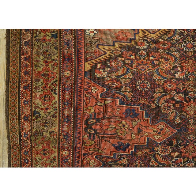 Brown 1900s Brown Medallion Antique W. Persian Kurdish Gallery Rug 6'4" X 12'3" Handknotted Wool Carpet For Sale - Image 8 of 14