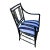 1950s Antique Faux Bamboo Armchairs in Black Lacquer and Striped Velvet Upholstery - Set of 2 For Sale - Image 4 of 13