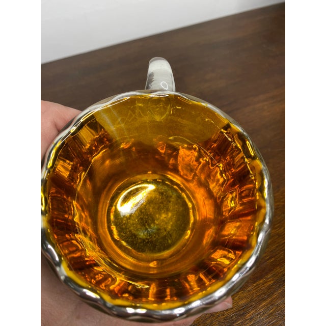 Metal Antique Mercury Glass Handled Tea Cup and Saucer For Sale - Image 7 of 12