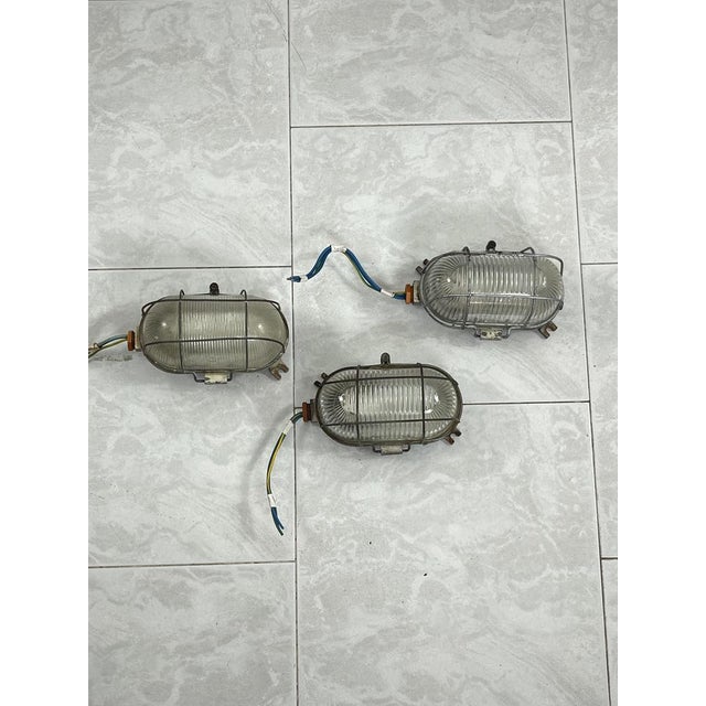 Mid-Century Industrial Cast Iron and Glass Wall Lamps, 1950s For Sale - Image 10 of 11