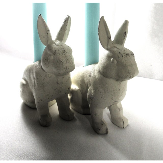 Vintage Cast Iron Rabbits Candle Holders For Sale - Image 13 of 16