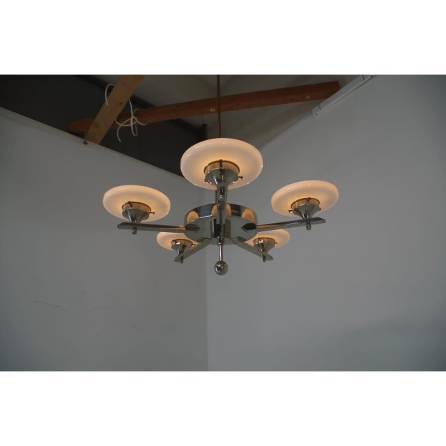 1930s Functionalist Chrome-Plated Chandelier, 1930s For Sale - Image 5 of 9