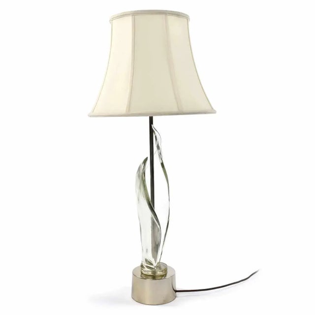 Murano Italian Mid-Century Modern Sculptural Clear Murano Glass Table Lamp For Sale - Image 4 of 10