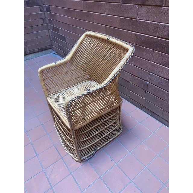 Wood Vintage Coastal Wicker Chair For Sale - Image 7 of 9