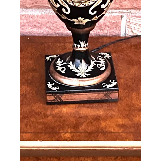 Vintage Ceramic and Metal Shade Table Lamp in the style of Versace, 1990s, in Very Good conditions. Designed 1990 to 1999...