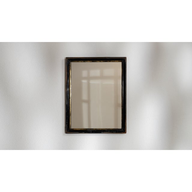 19th Century France Deep Ebony Black Carved Ebonized Wall Mirror For Sale - Image 4 of 7