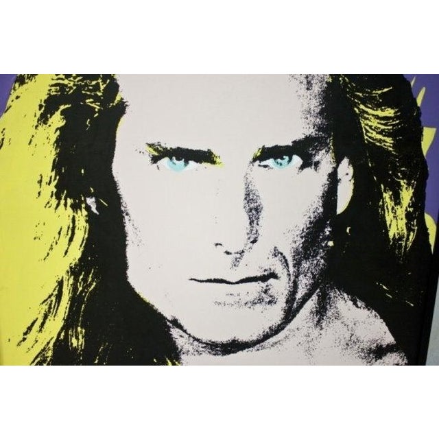 Steve Kaufman Steve Kaufman, Rare Unique Oil Painting Silkscreen of Fabio Pop Art 80s Icon, 1994 For Sale - Image 4 of 6
