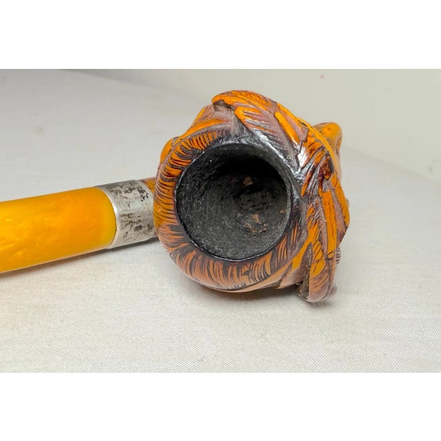 Antique 19th Century Hand Carved Meerschaum Sterling Indian Chief Smoking Pipe For Sale - Image 17 of 17