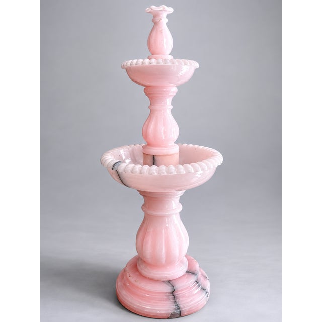 36" Rare Pink Onyx Marble 2-Tier Functional Water Fountain Bring elegance and the soothing beauty of flowing water to your...