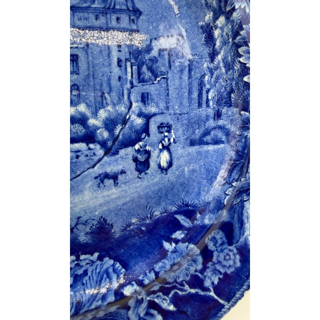 Early 19th Century A Blue Dark Transfer Decorated Staffordshire Plate "Rue De La Port Romaine", by Enoch Woods, Circa 1830's For Sale - Image 5 of 12