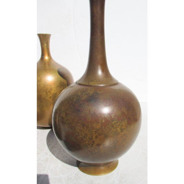 Metal Collection of MCM Japanese Bronze Vases- Group of 4 For Sale - Image 7 of 10