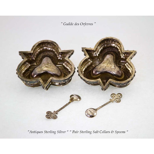 Metal 1870 Splendid Antiques Pair of Sterling Salt Cellars & Spoons For Sale - Image 7 of 7
