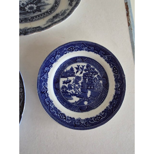 Blue Three Blue and White Antique Plates For Sale - Image 8 of 11