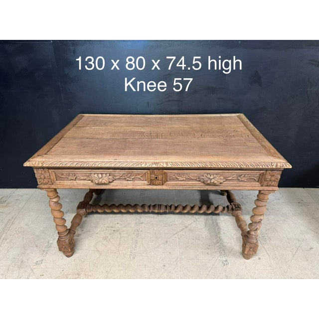 French Bleached Oak Writing Desk, 1860 For Sale - Image 11 of 16