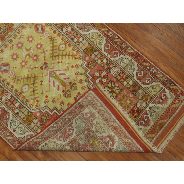 Early 20th Century Zabihi Collection Light Green Mihrab Niche Turkish Prayer Rug - 3'2" x 5'4" For Sale - Image 4 of 6