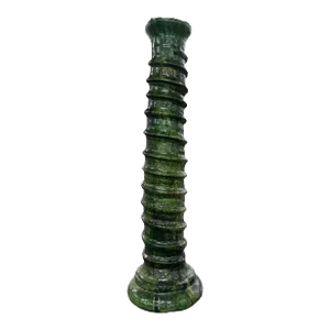 Late 20th Century Moroccan Green Tamegroute Large Abstract Twist Sculpture Candlestick Holder
