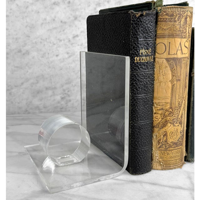 Art Deco Vintage Postmodern Lucite Geometrical Library Bookends - A Pair For Sale - Image 3 of 7